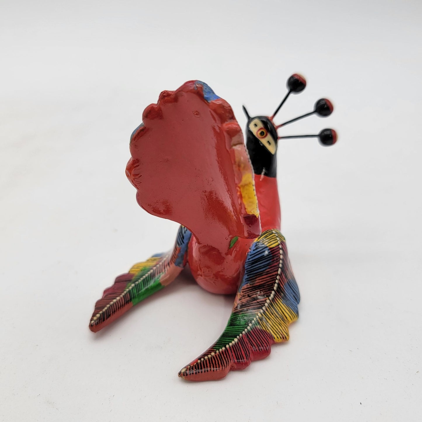 Hand Painted Clay Folk Art Bird Figurine
