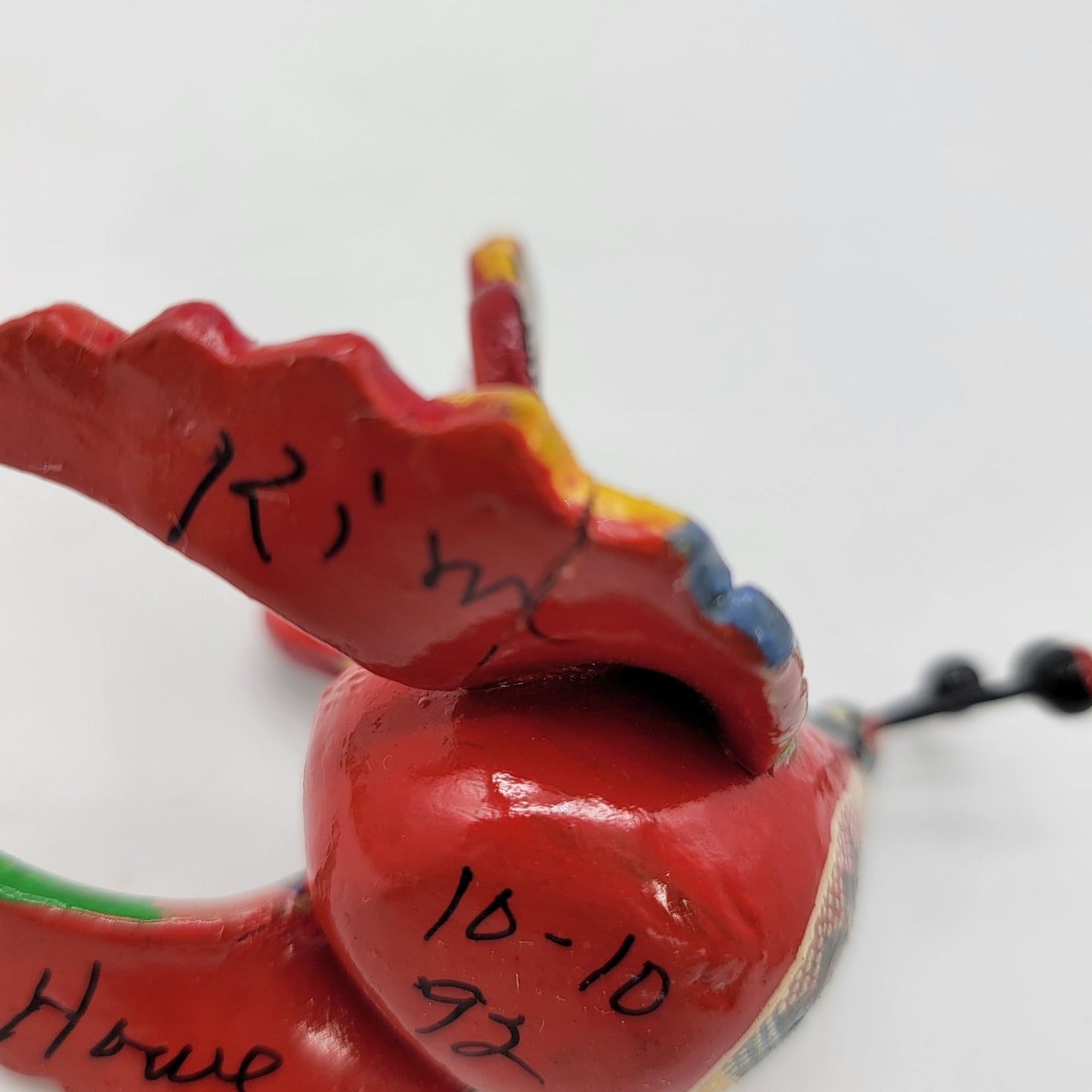 Hand Painted Clay Folk Art Bird Figurine