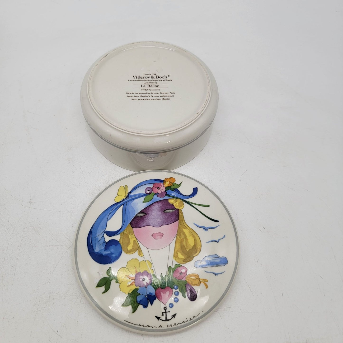 Villeroy & Boch Porcelain Trinket Box By Jean Mercier With Watercolor Design