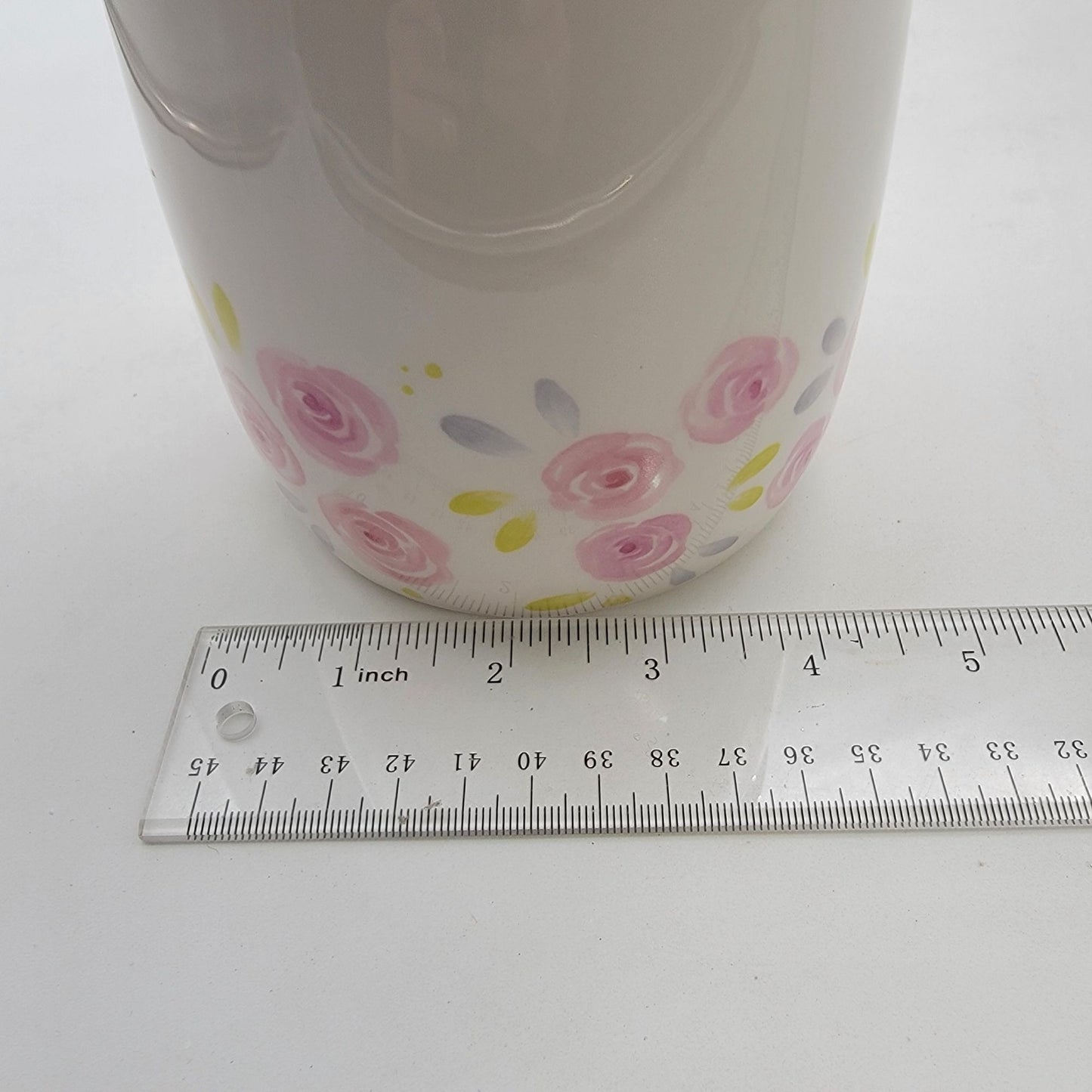 Hoppers Lane Bunny Rabbit Canister With Lid White & Pink Roses