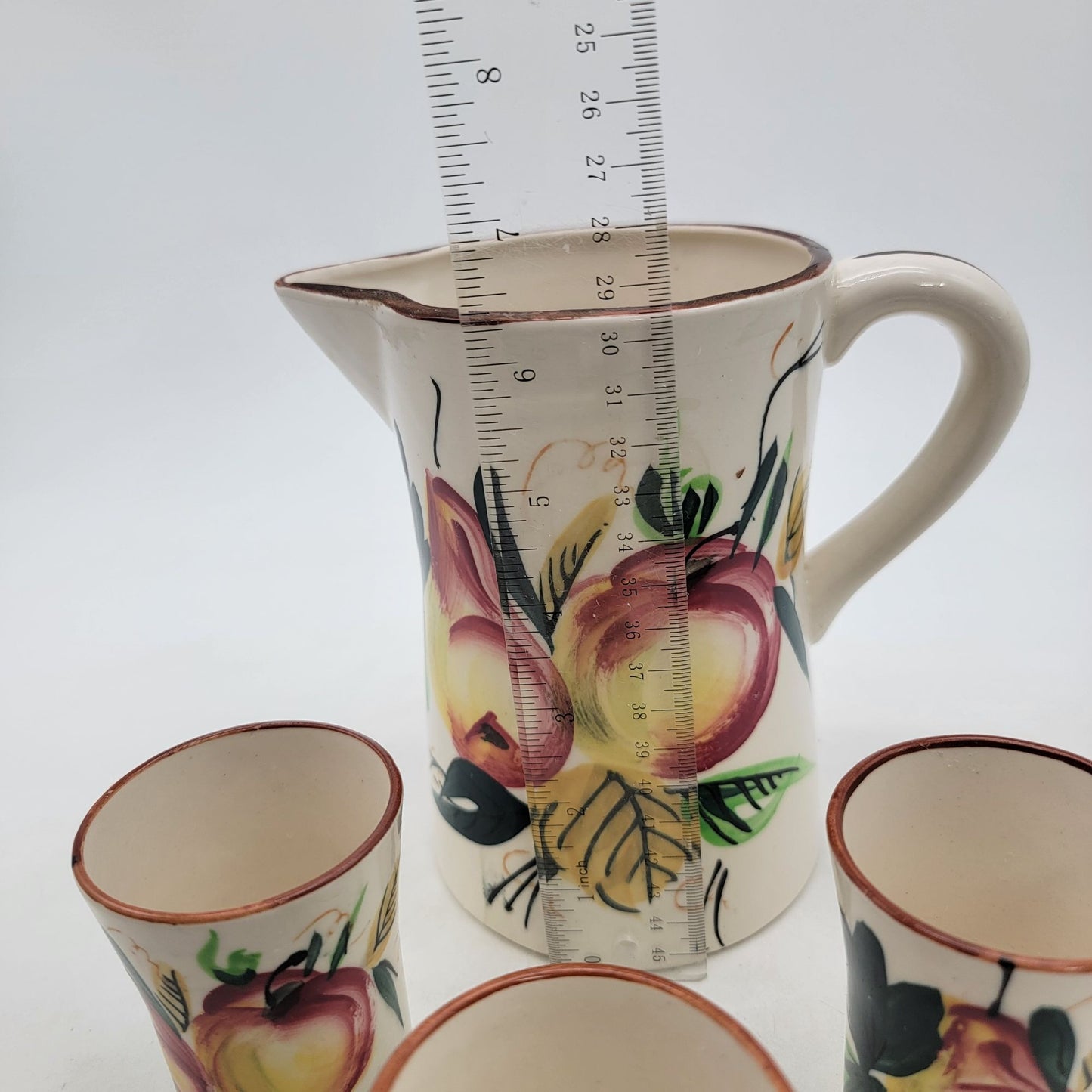 Vintage Nasco Pitcher & 3 Cup Set Floral Made In Japan