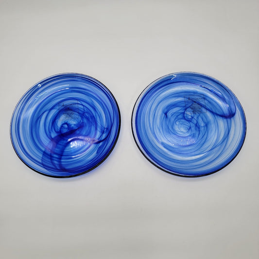 Artistic Accents Turkish Blue Swirl Art Glass Plates  Set of 2