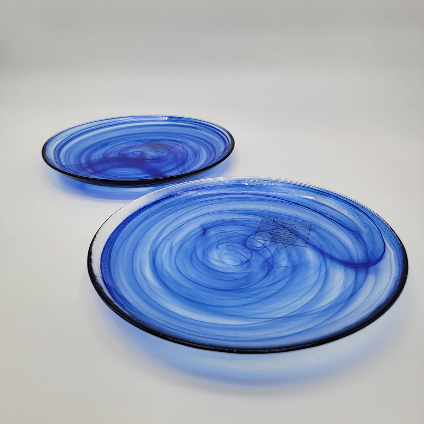 Artistic Accents Turkish Blue Swirl Art Glass Plates  Set of 2