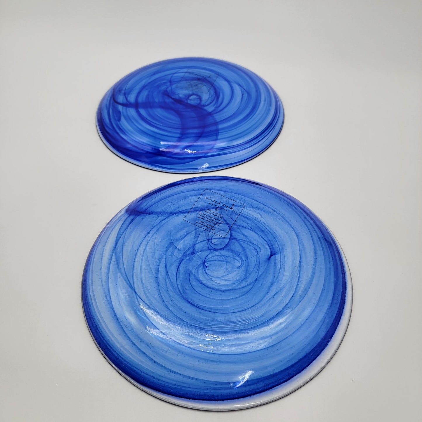 Artistic Accents Turkish Blue Swirl Art Glass Plates  Set of 2