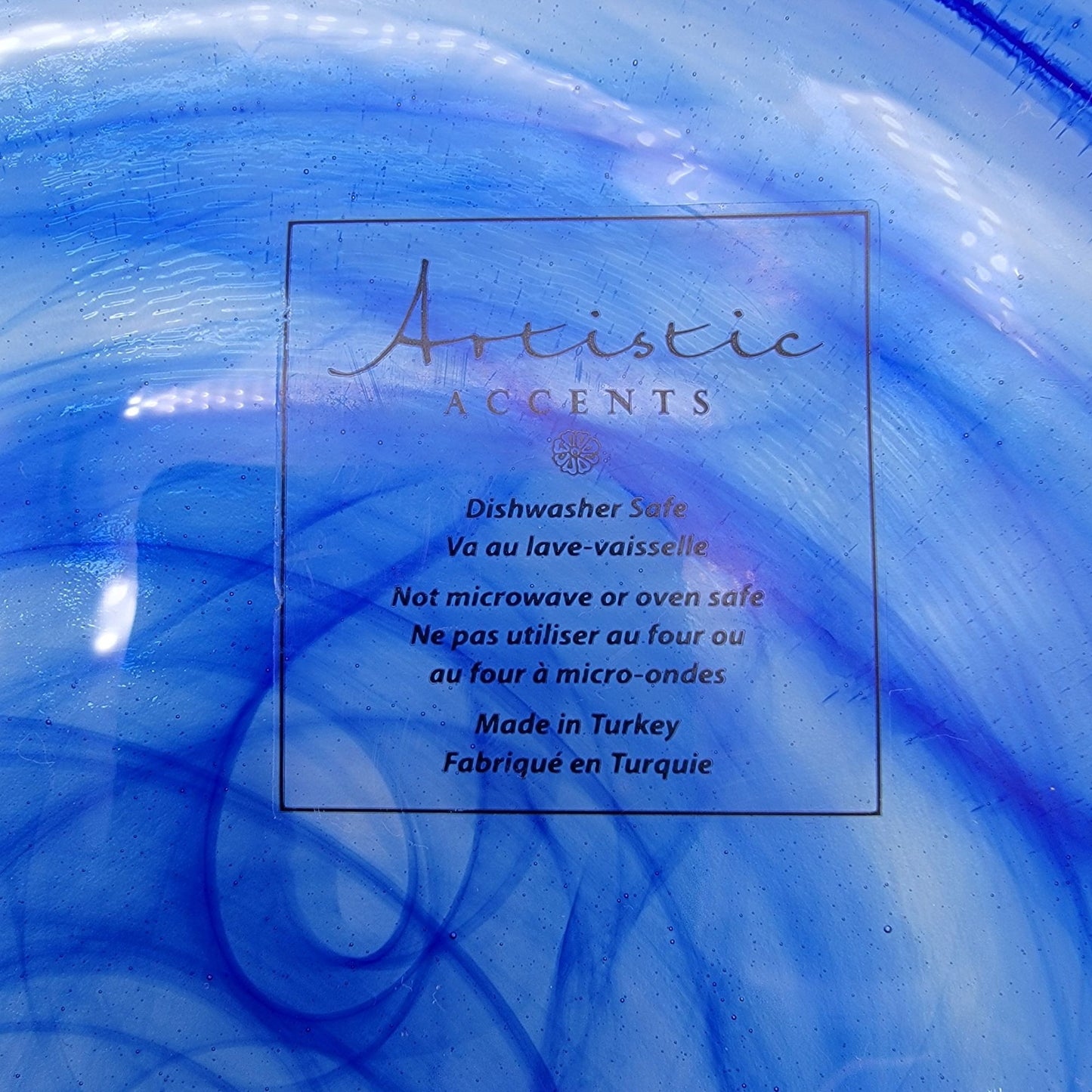 Artistic Accents Turkish Blue Swirl Art Glass Plates  Set of 2