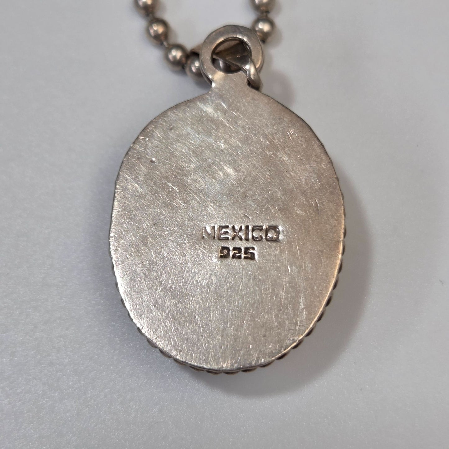 Vintage 925 Silver Black Onyx Pendant Necklace On 925 Silver Ball Chain Made in Italy