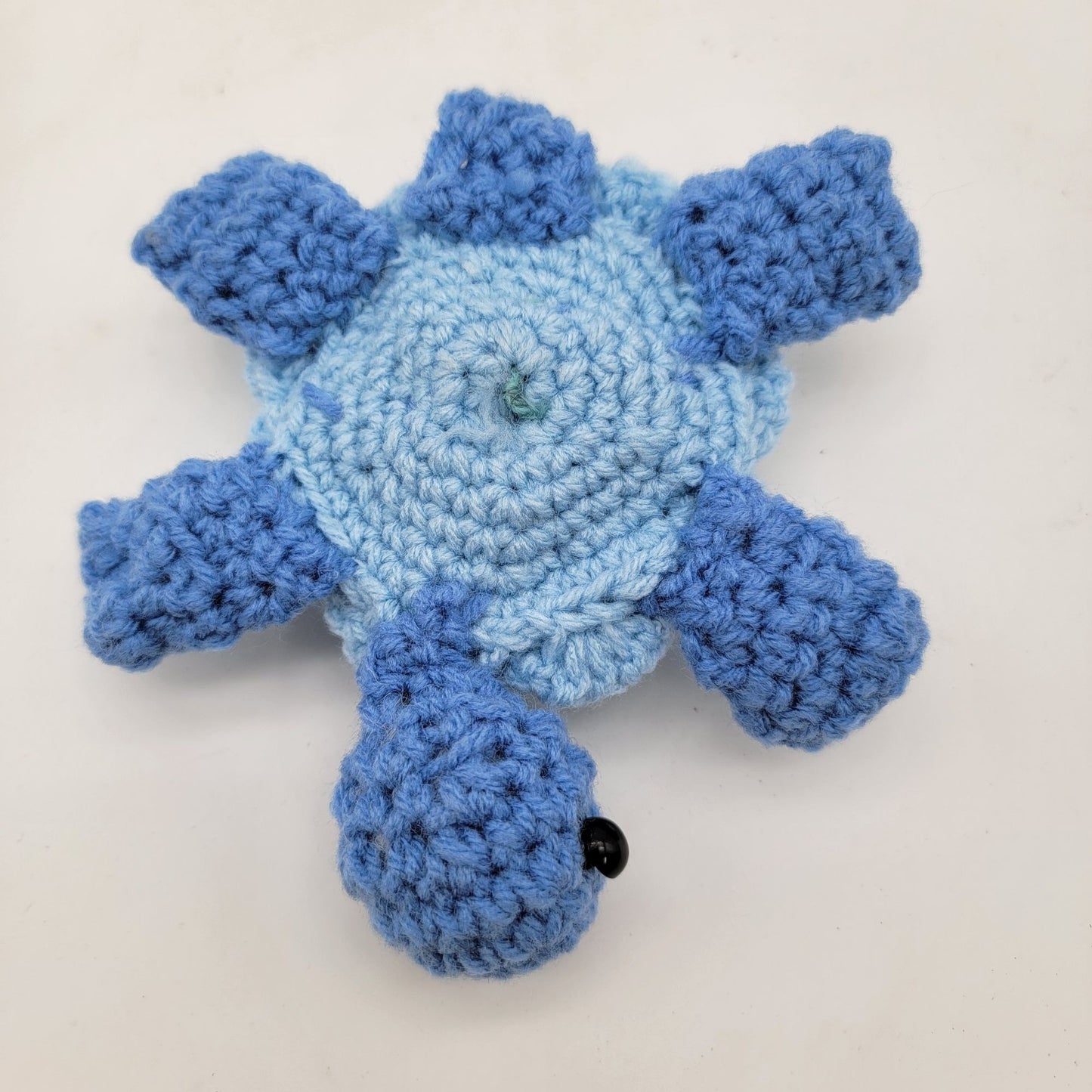 Hand-Crocheted Turtle Light Blue/Blue with Grey Spiral