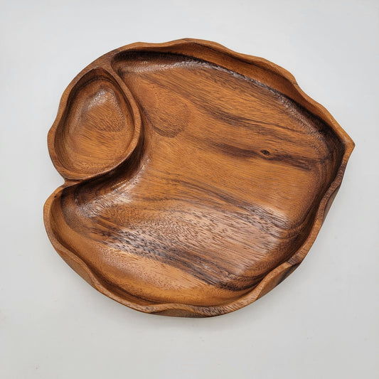 Mid Century Wood Chip & Dip Serving Tray