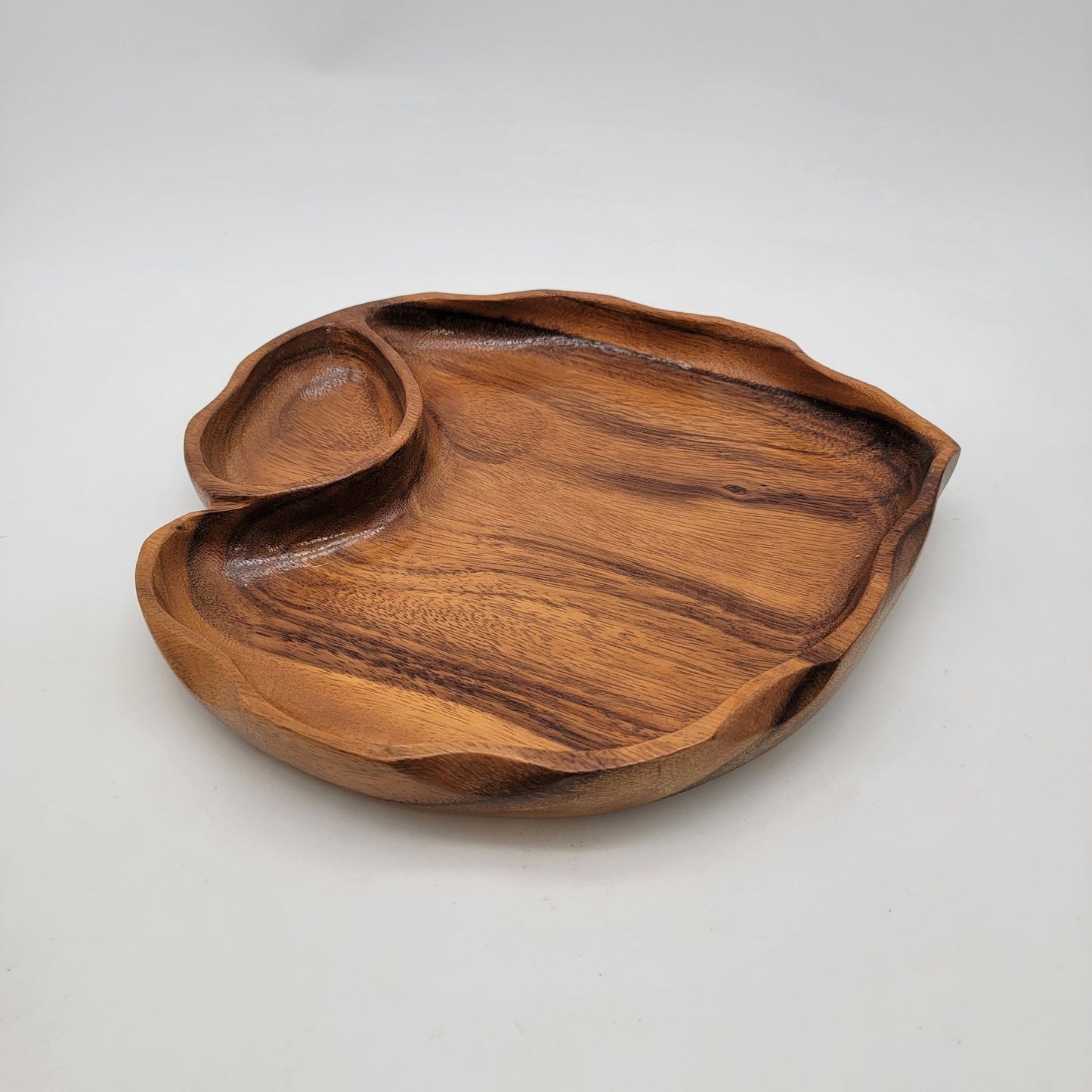 Mid Century Wood Chip & Dip Serving Tray