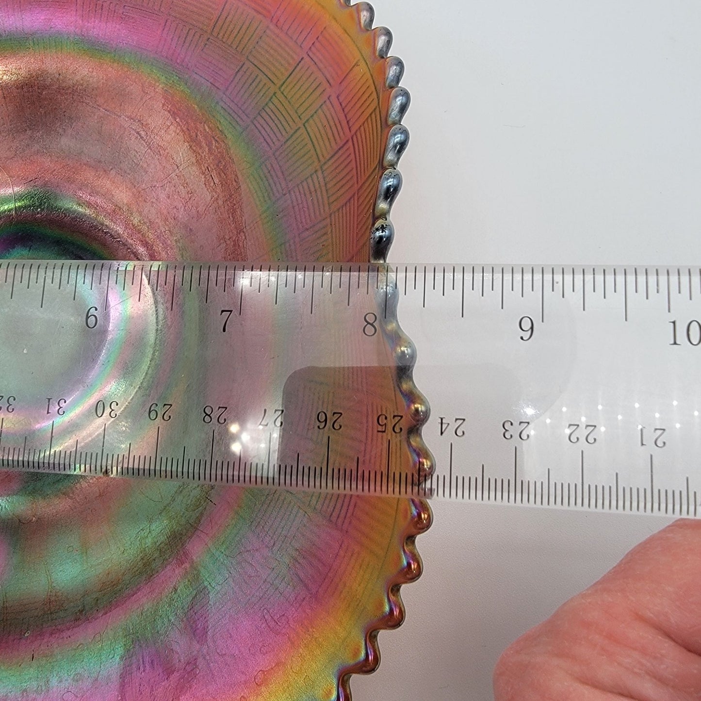 Vintage Northwood Carnival Glass Basketweave Handgrip Plate