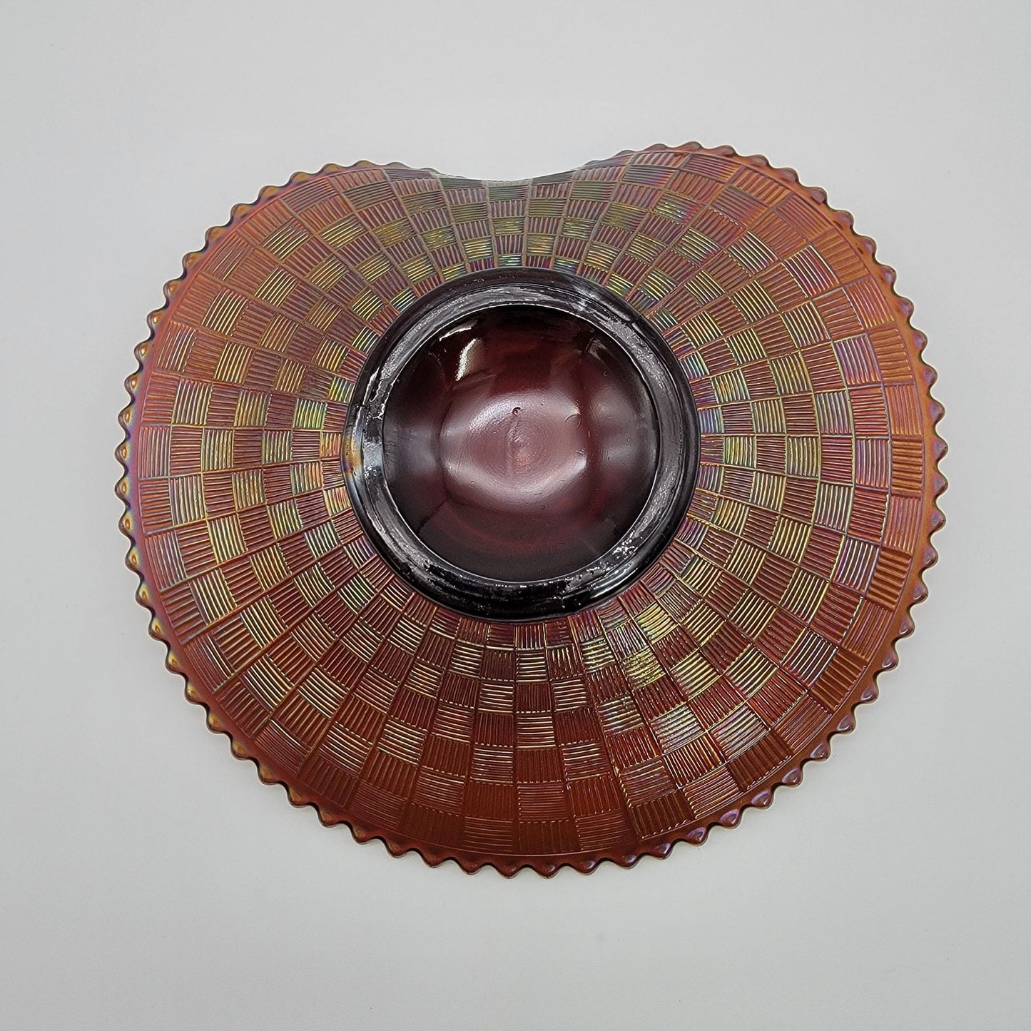 Vintage Northwood Carnival Glass Basketweave Handgrip Plate