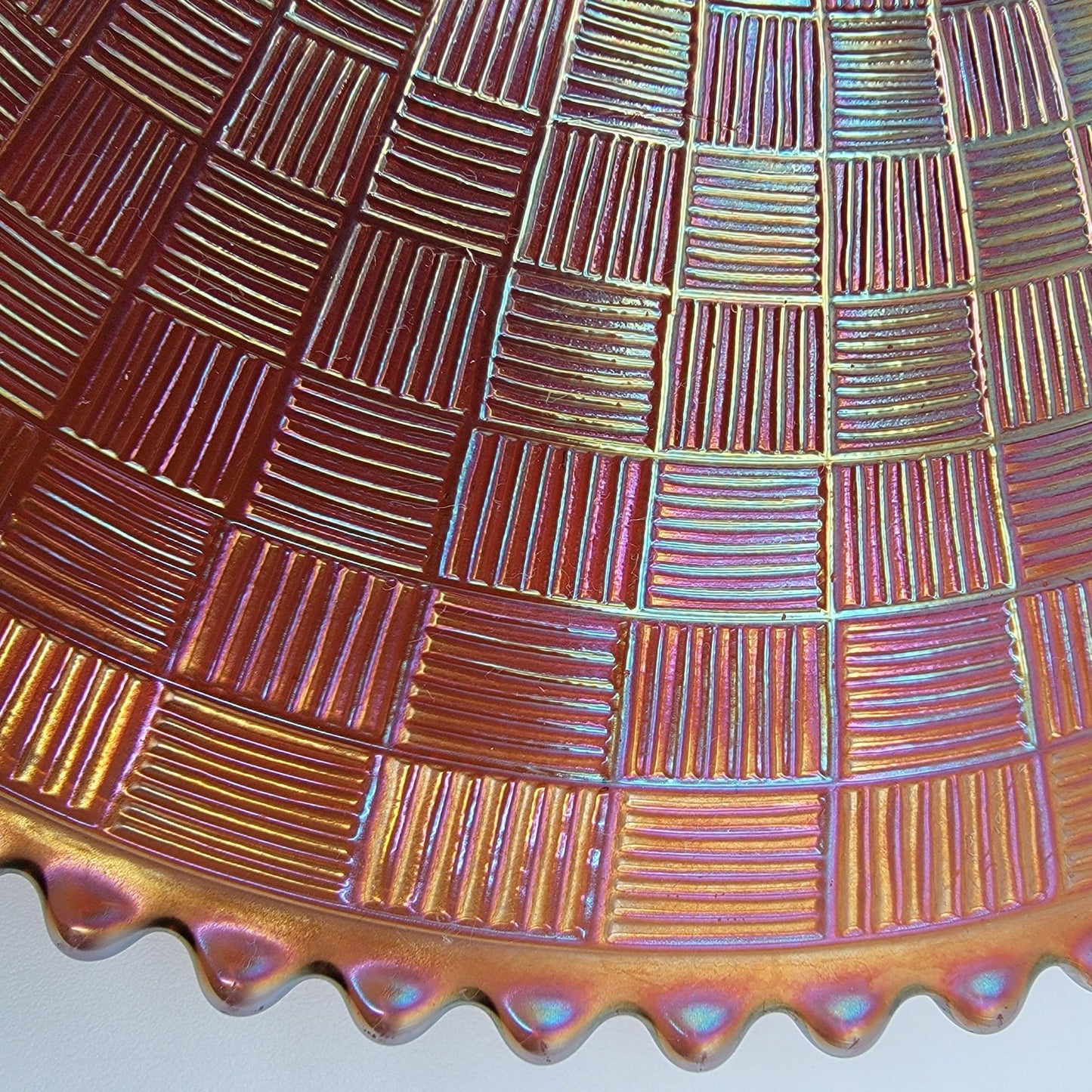 Vintage Northwood Carnival Glass Basketweave Handgrip Plate