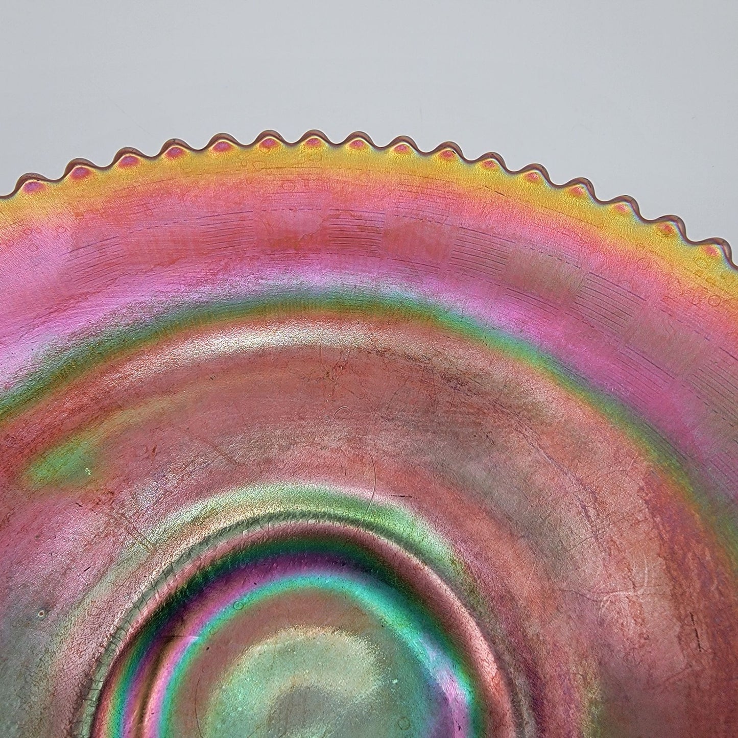 Vintage Northwood Carnival Glass Basketweave Handgrip Plate