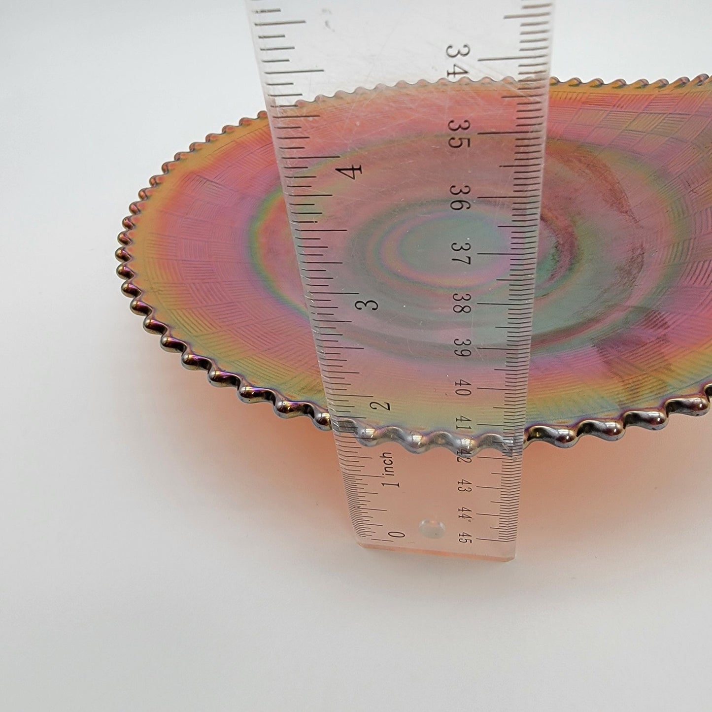 Vintage Northwood Carnival Glass Basketweave Handgrip Plate