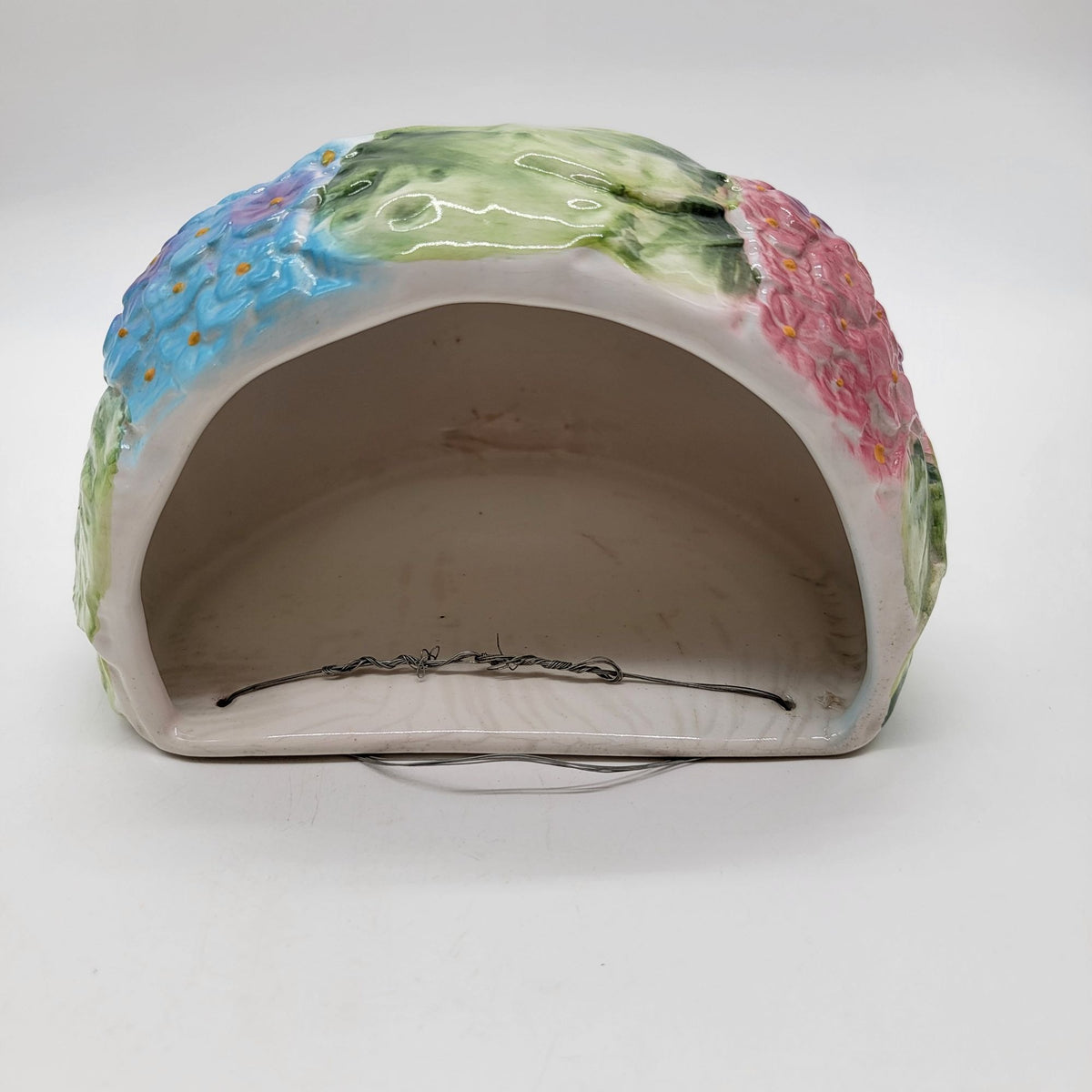 1980s Pier 1 Imports Hydrangeas Pottery Wall Pocket