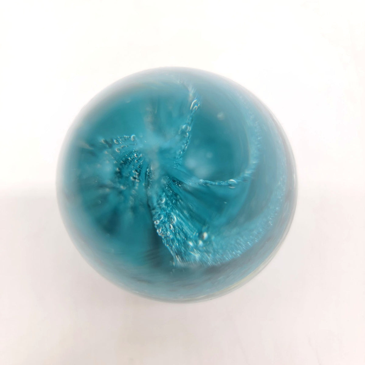 Vintage Blue Dichroic Swirl Art Glass Egg Paperweight