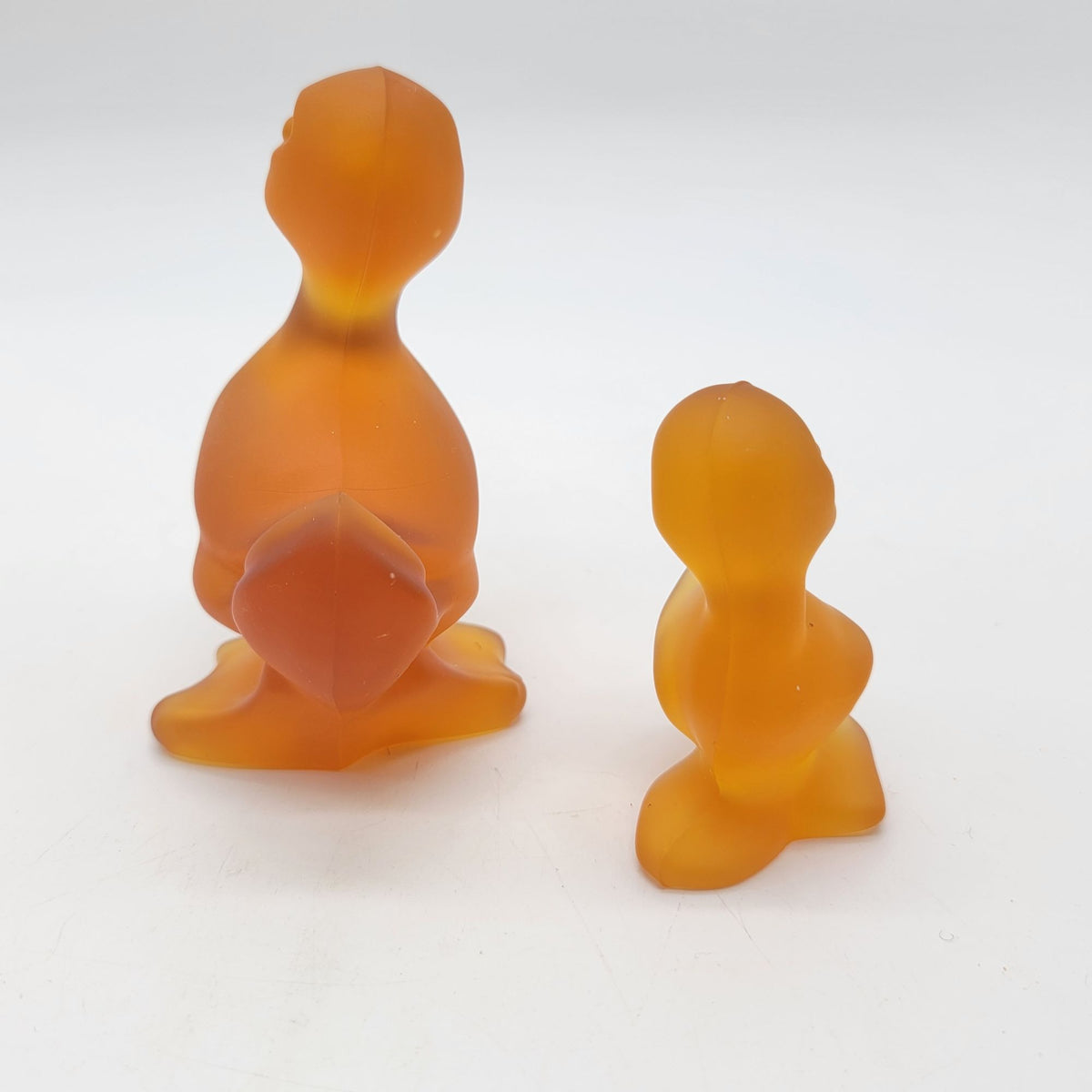 1960s Viking Fostoria Glass Frosted Amber Ducks