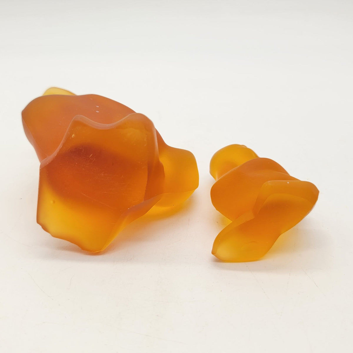 1960s Viking Fostoria Glass Frosted Amber Ducks