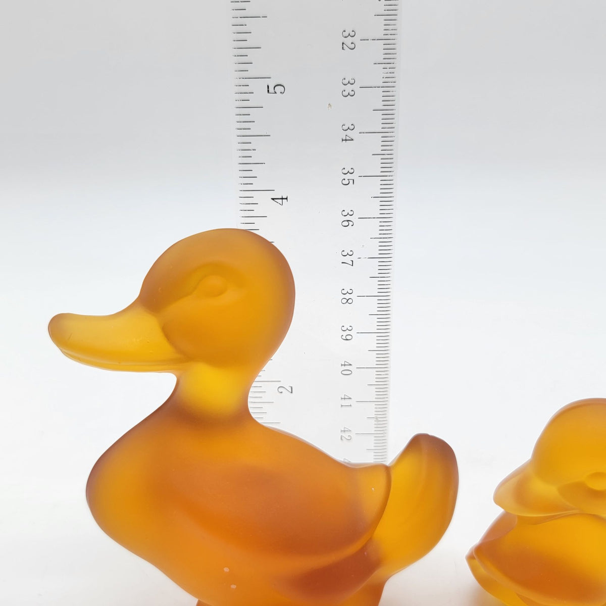 1960s Viking Fostoria Glass Frosted Amber Ducks