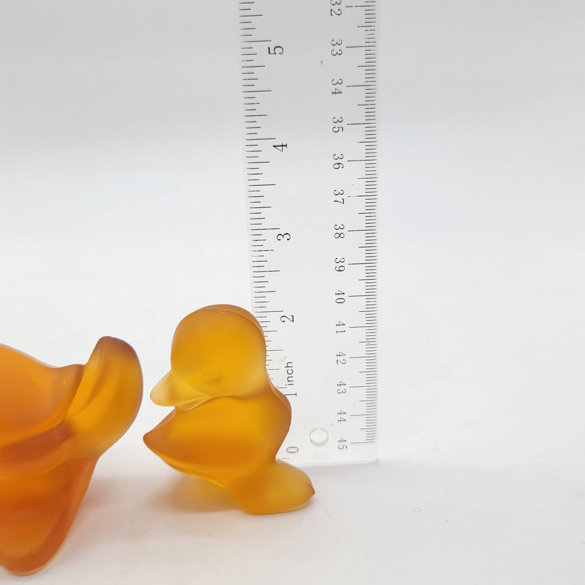 1960s Viking Fostoria Glass Frosted Amber Ducks