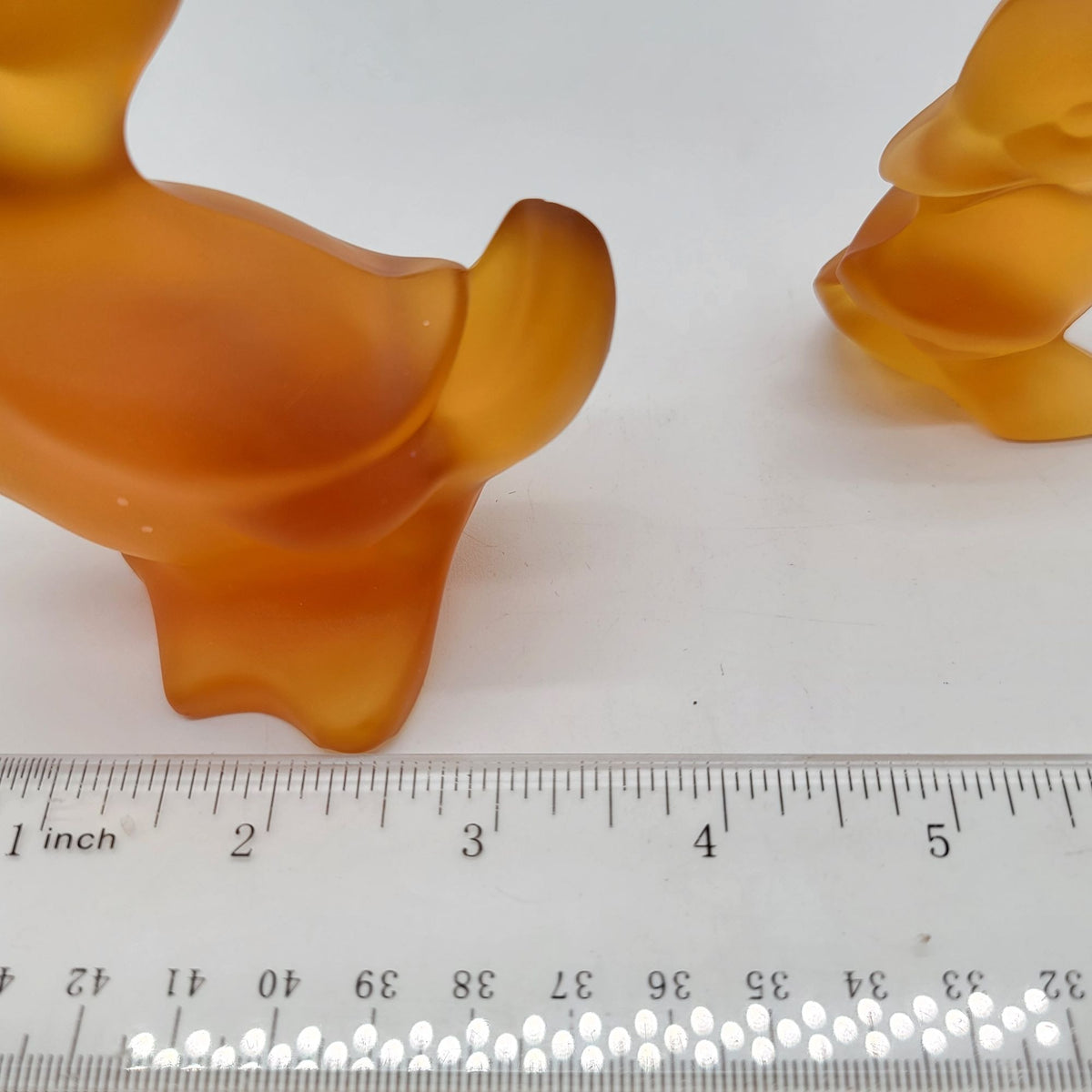 1960s Viking Fostoria Glass Frosted Amber Ducks