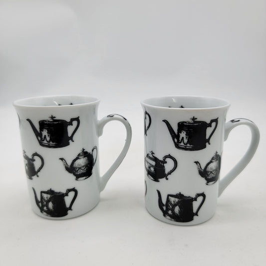 Set Of 2 Paul Cardew Teapot Antique Pewter Pattern Mugs