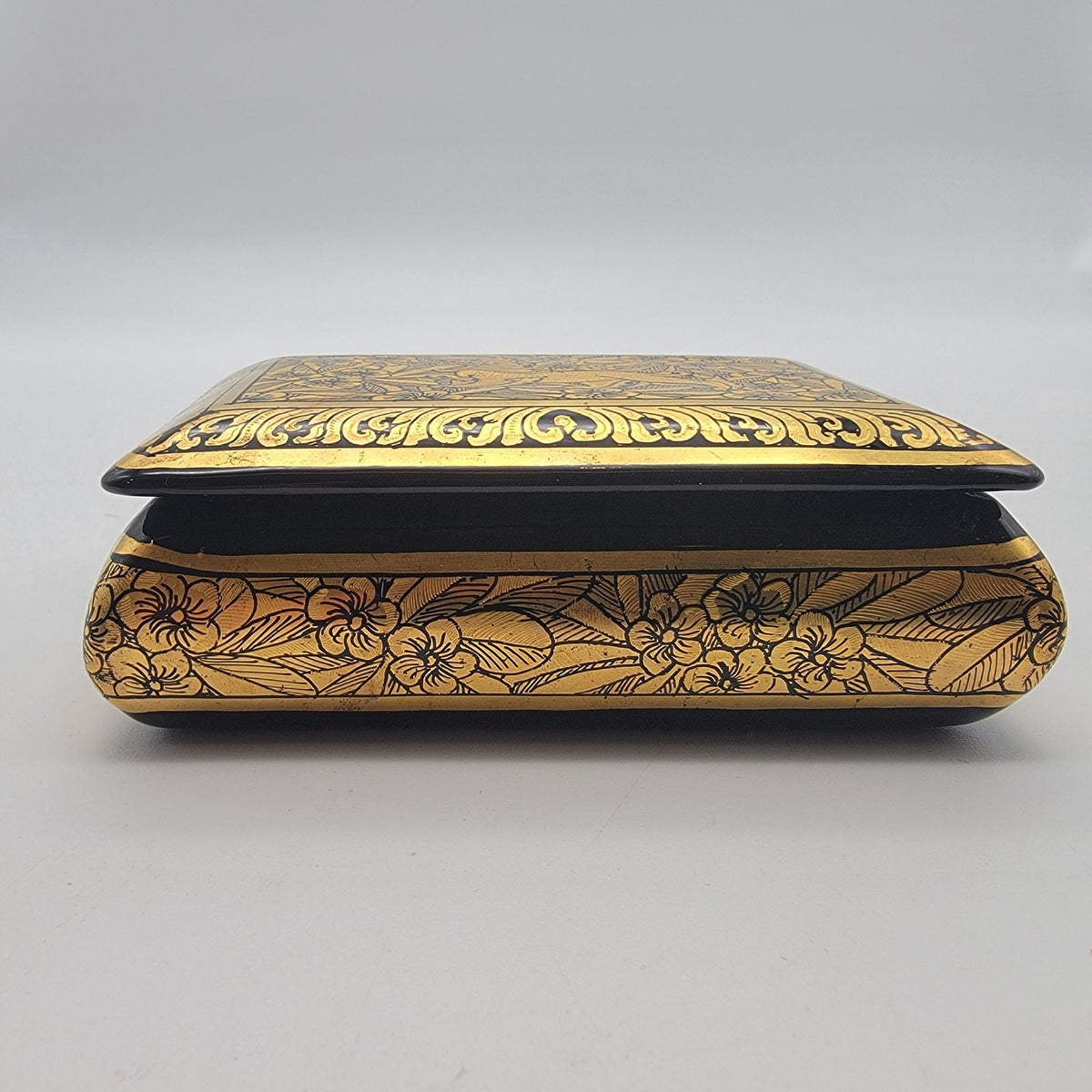 Vintage Mythical Tiger Gold Lacquerware Box