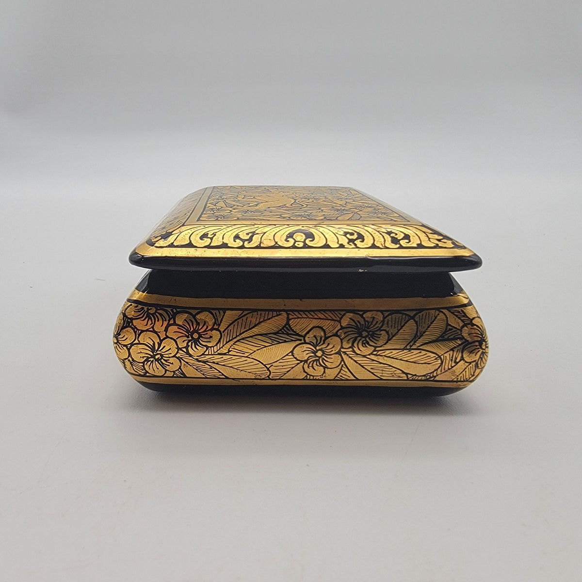 Vintage Mythical Tiger Gold Lacquerware Box