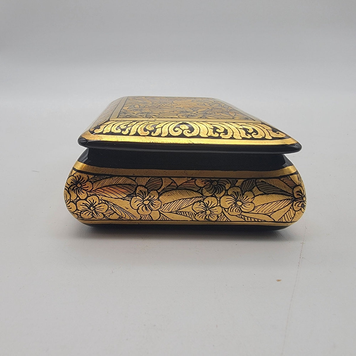 Vintage Mythical Tiger Gold Lacquerware Box