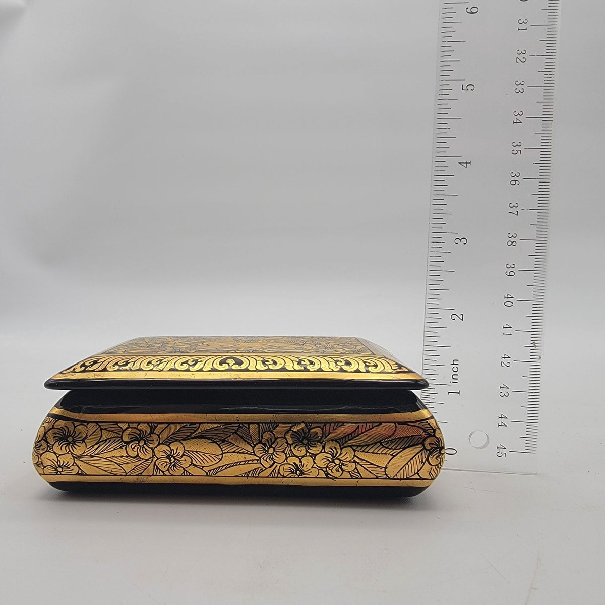Vintage Mythical Tiger Gold Lacquerware Box