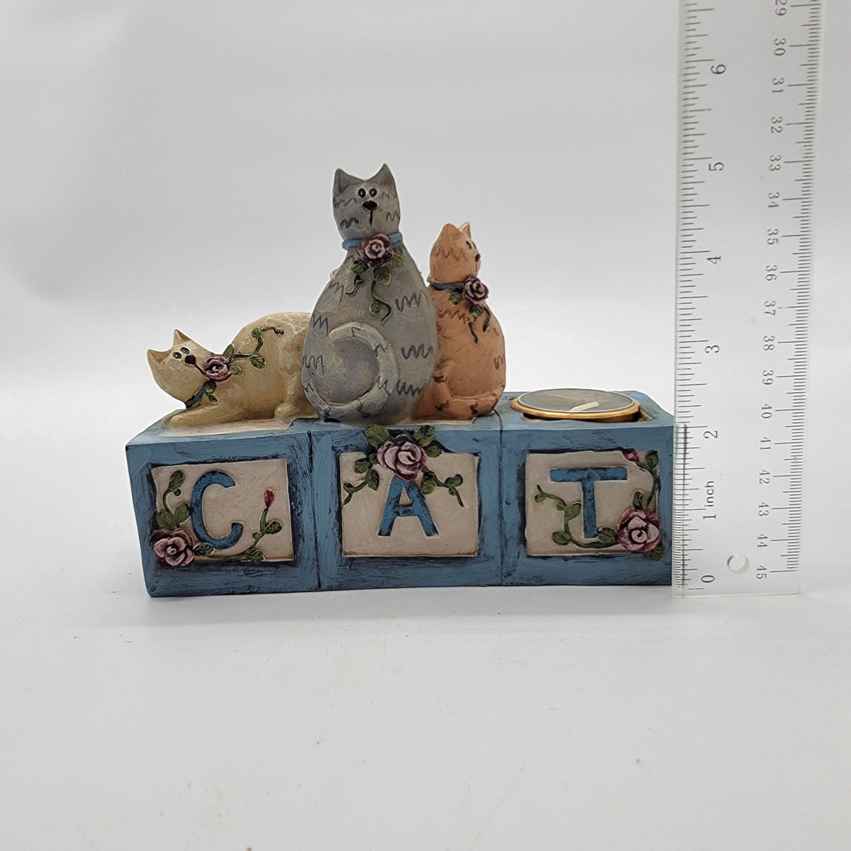 Vintage Cat Block Candle Holder