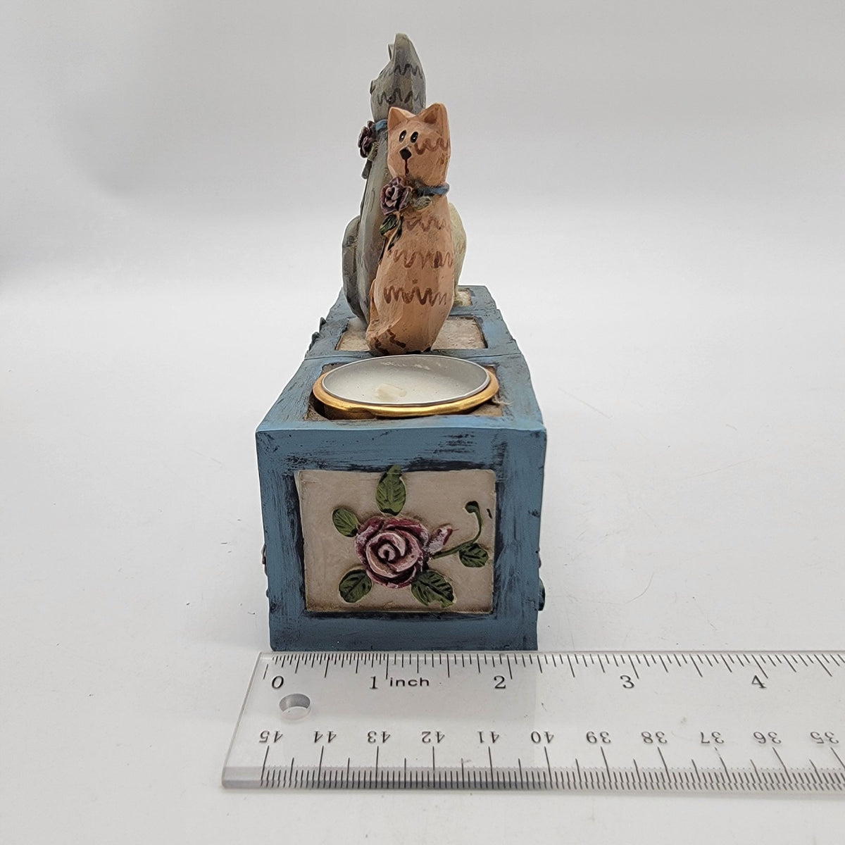 Vintage Cat Block Candle Holder