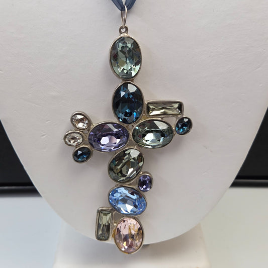 Colorful Rhinestone Cross Pendant