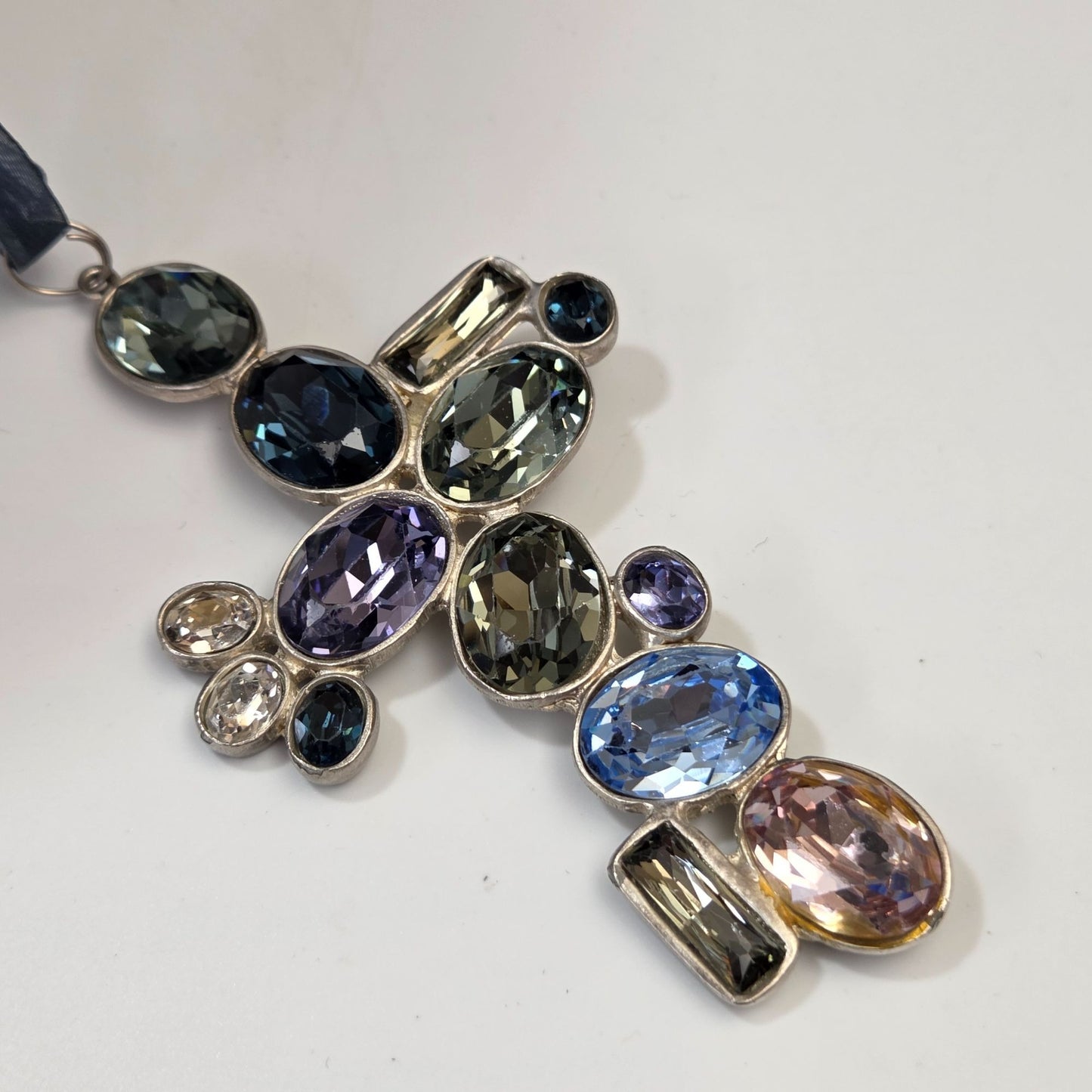 Colorful Rhinestone Cross Pendant