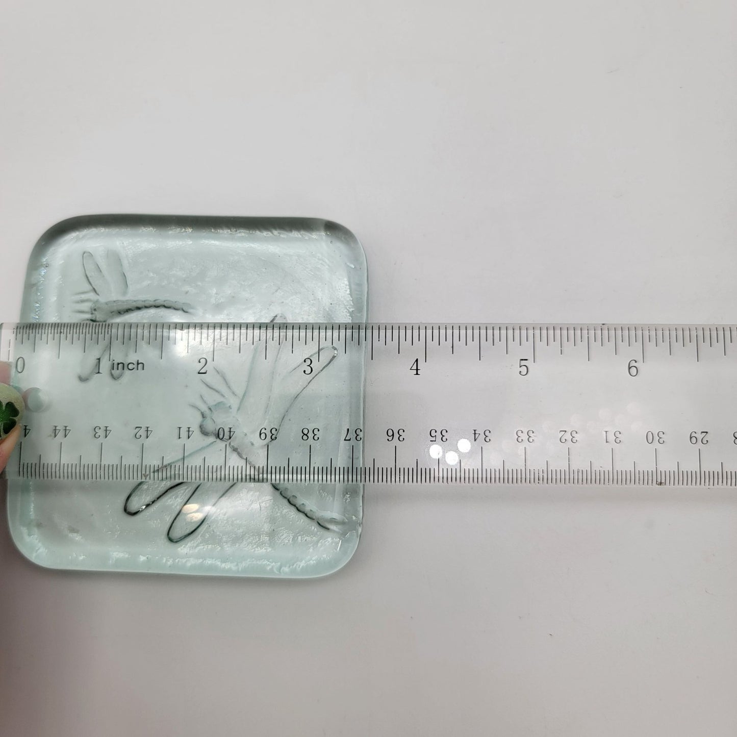 Intaglio Glass Dragonfly Paperweight Trivet