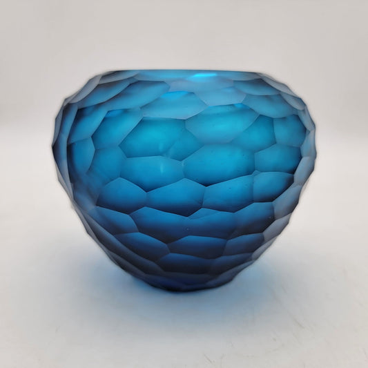 Blue Honeycomb Glass Vase