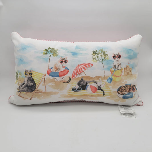 Martha Stewart Cats At Beach Indoor / Outdoor Throw Pillow