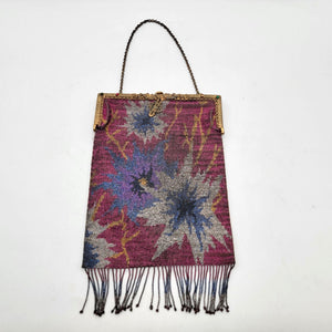1920s Art Deco Flapper Beaded Purse With Fringe - As Found