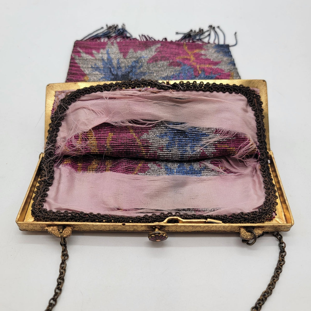1920s Art Deco Flapper Beaded Purse With Fringe - As Found