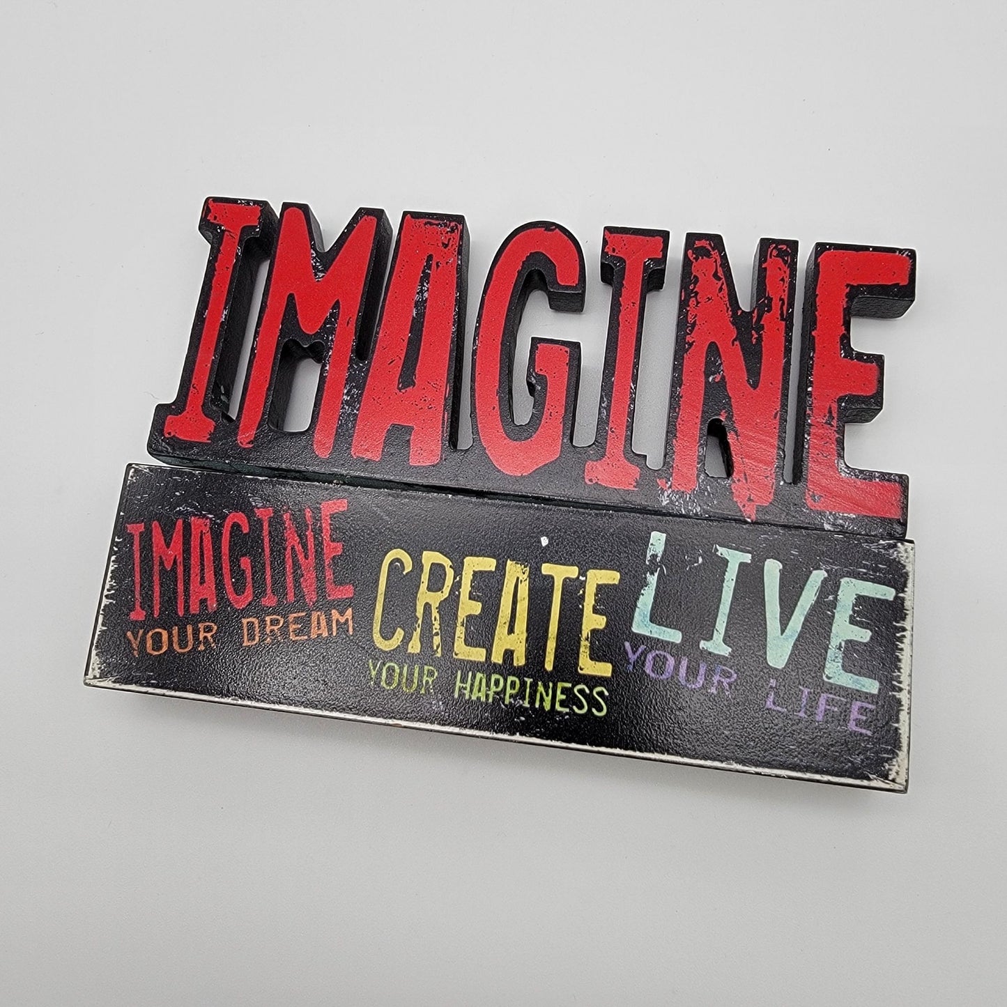 Louise Carey Imagine Motivational Wood Block Sign