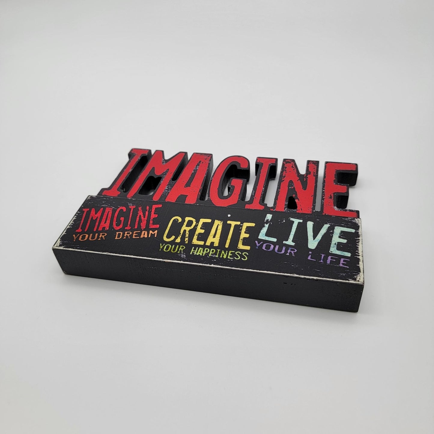 Louise Carey Imagine Motivational Wood Block Sign