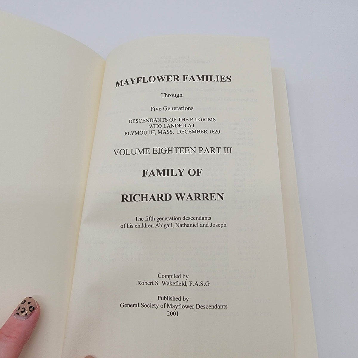 Mayflower Families Through Five Generations Volume 18 Parts 1 & 3 Hard Cover Set