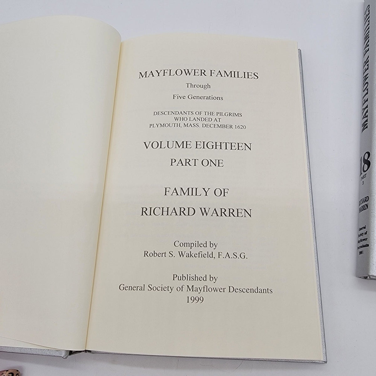 Mayflower Families Through Five Generations Volume 18 Parts 1 & 3 Hard Cover Set