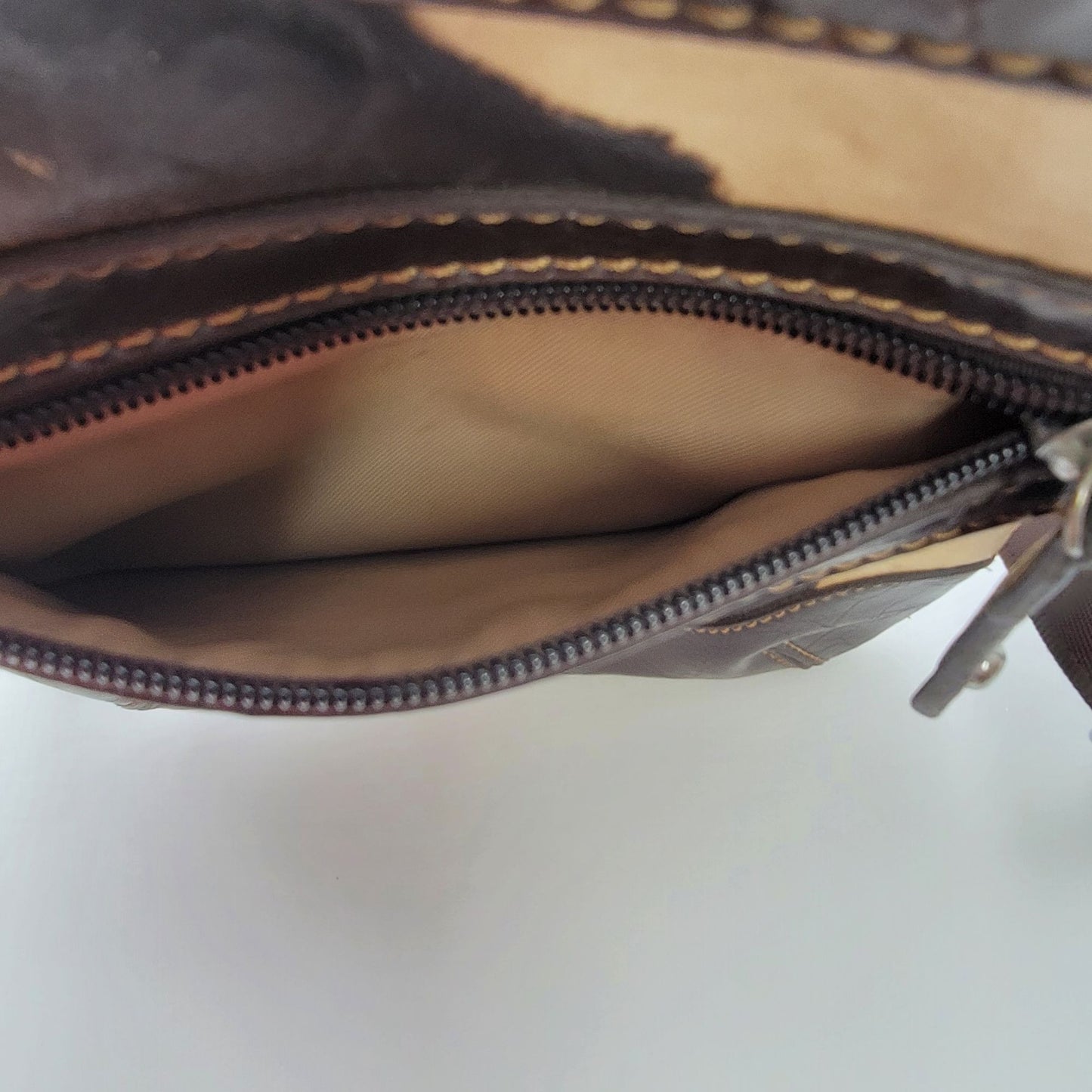 Cowhide Print Crossbody Purse With Studded Cross Embellishment