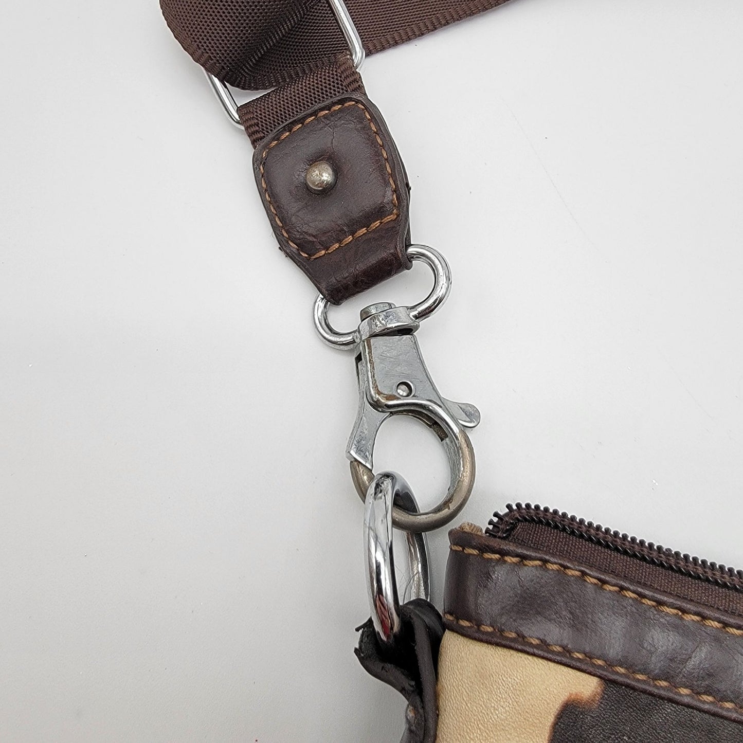 Cowhide Print Crossbody Purse With Studded Cross Embellishment