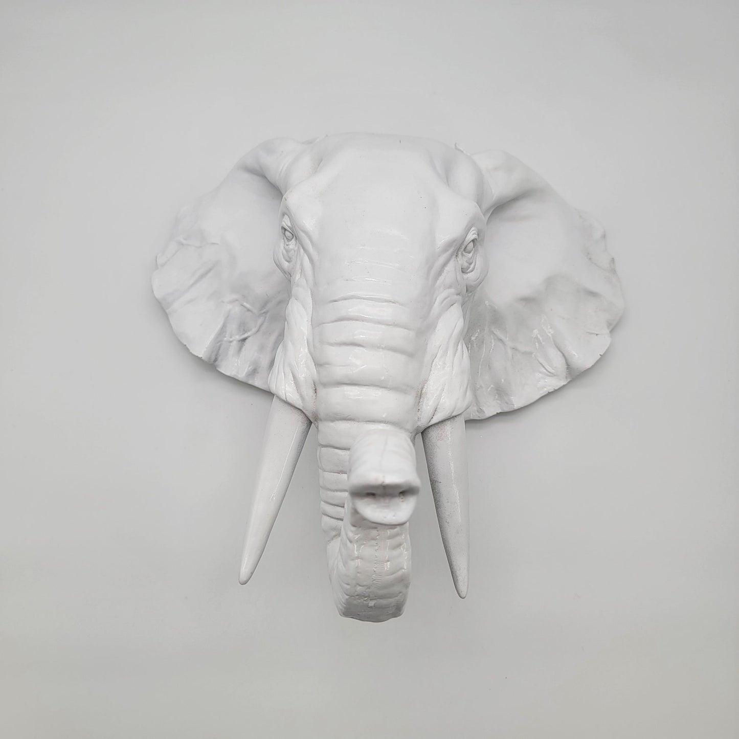 White Elephant Head Wall Mount Sculpture