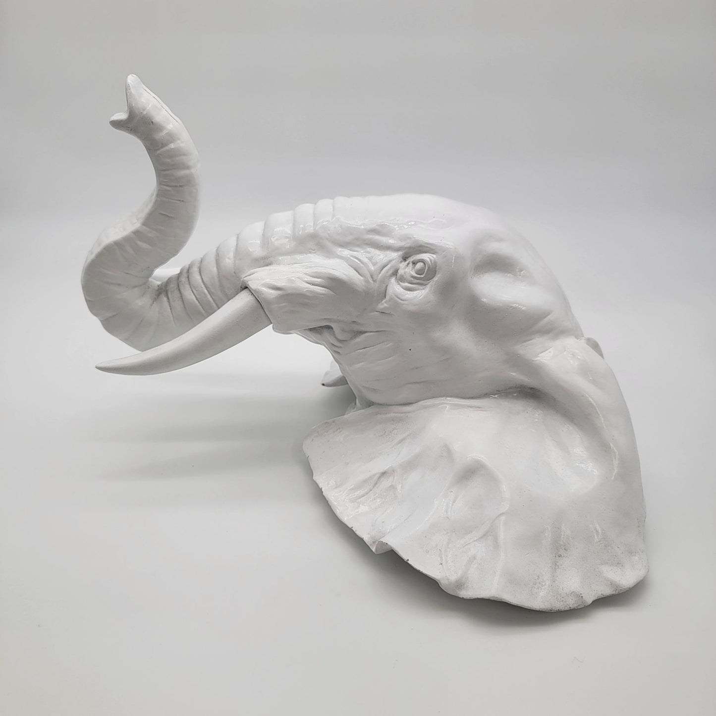 White Elephant Head Wall Mount Sculpture