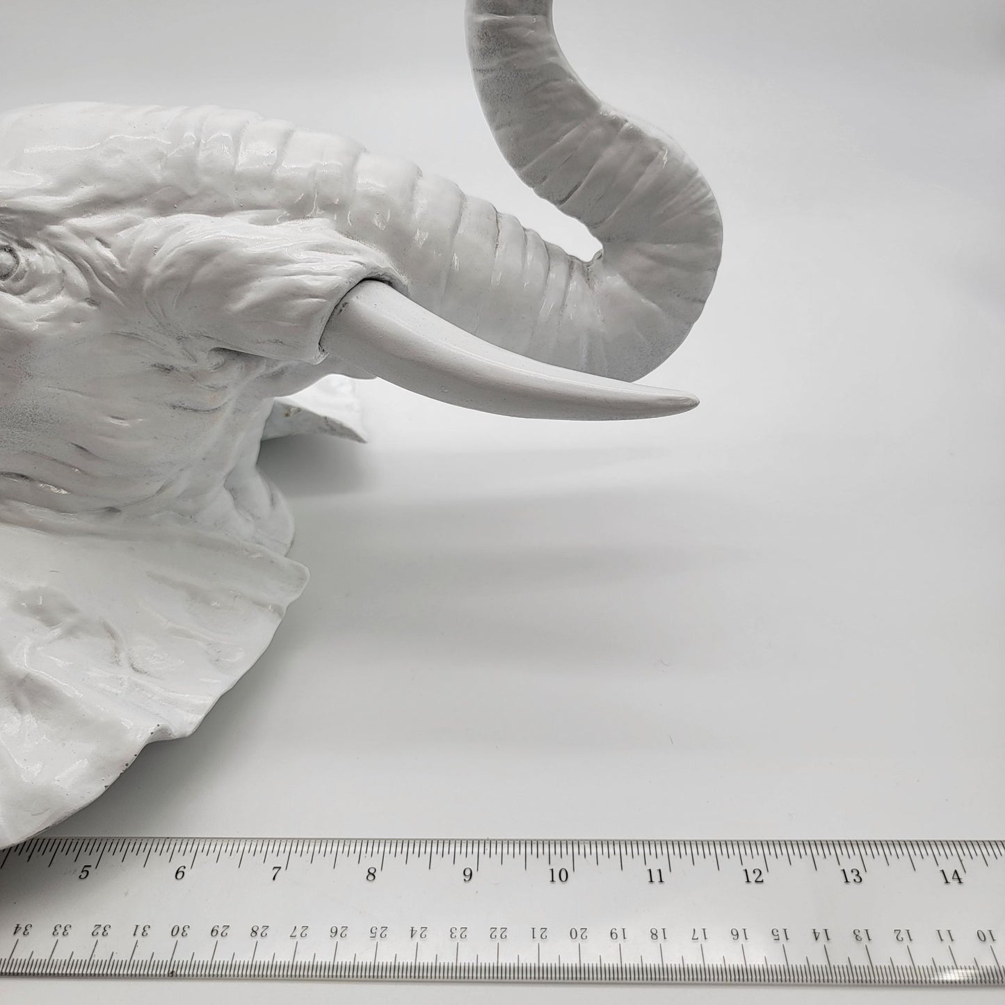 White Elephant Head Wall Mount Sculpture