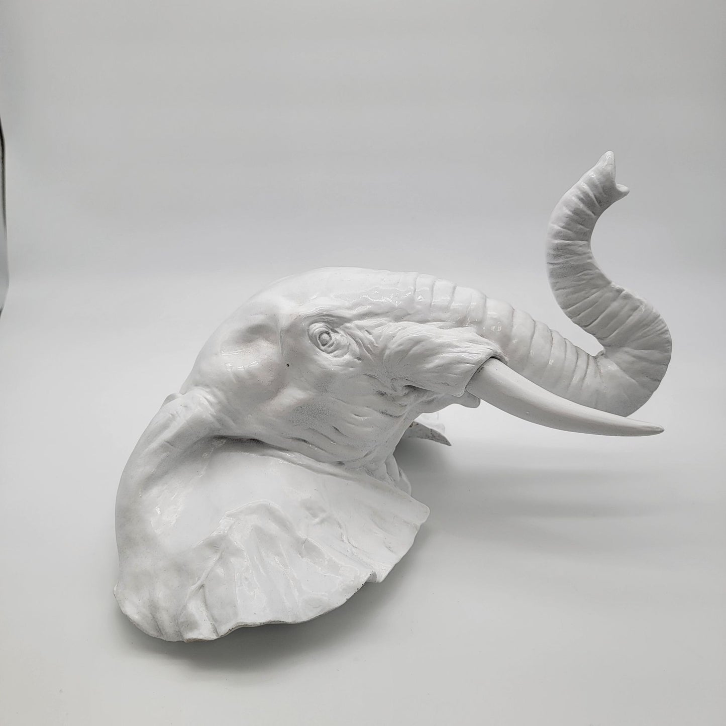 White Elephant Head Wall Mount Sculpture