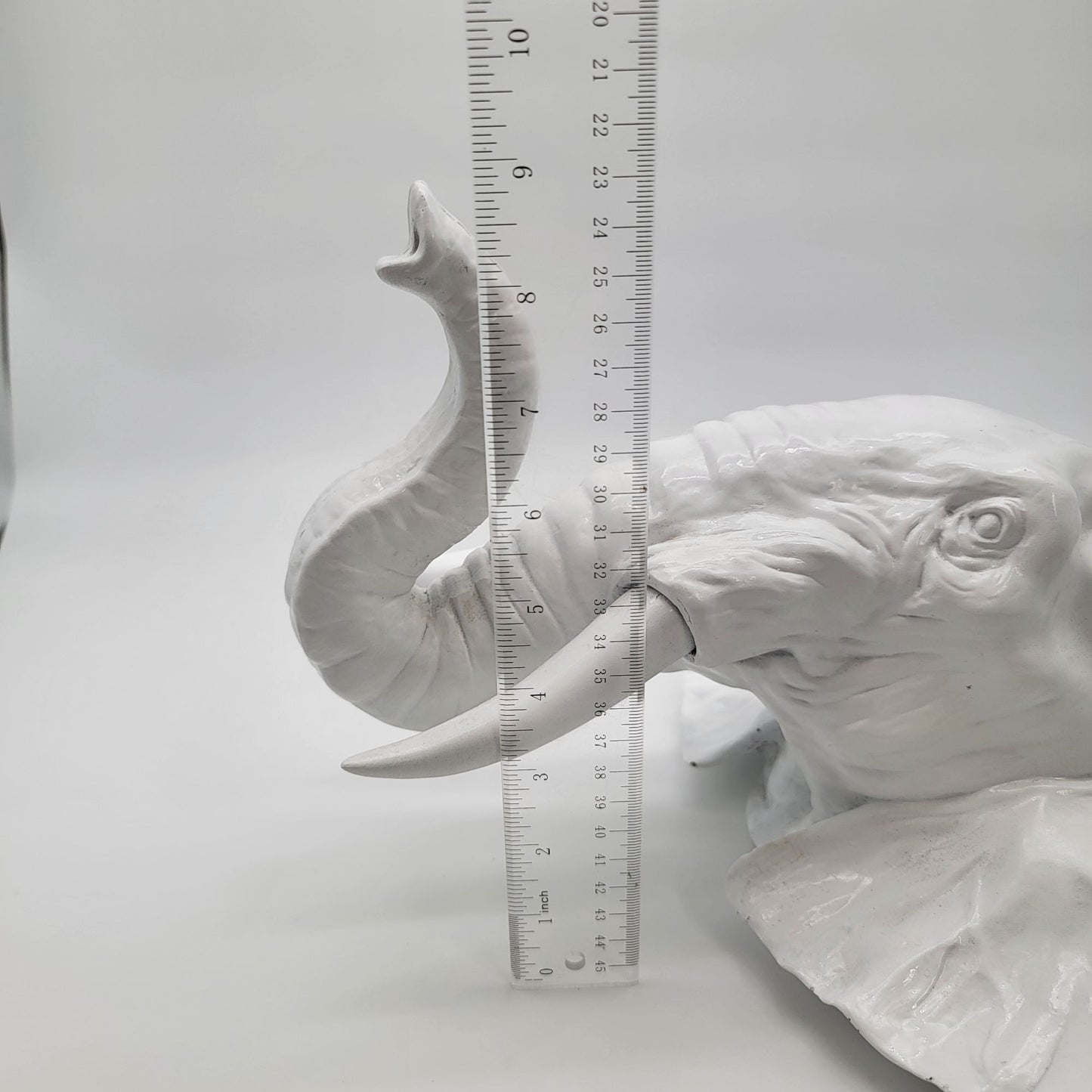 White Elephant Head Wall Mount Sculpture